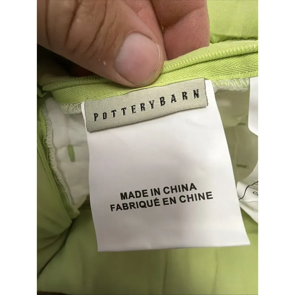 2 Vintage Pottery Barn Quilted Standard Shams Green White Floral Vine